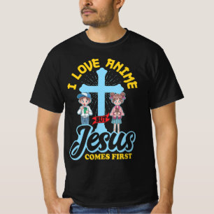 Camiseta Eu Amo Anime Mas Jesus Vem Primeiro Homem De Anime