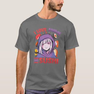 Camiseta Eu Amo Anime Sushi - Kawaii Blushing Otaku Gir