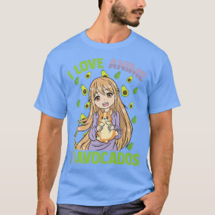 Camiseta Eu Amo Animes E AvocadosKawaii Otaku GirlCute Man