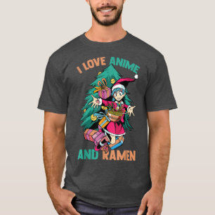 Camiseta Eu Amo Animes E Ramen - Kawaii Christmas Girl - O