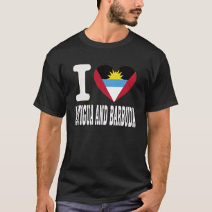 Camiseta Eu Amo Antigua e Barbuda Coração Souvenir Amantes