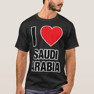 Camiseta EU AMO ARÁBIA SAUDITA, País com Coração Vermelho