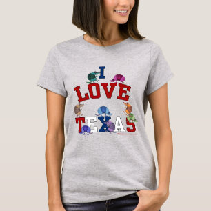 Camiseta Eu Amo Armadilos Coloridos do Texas
