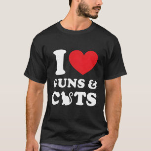 Camiseta Eu Amo Armas E Gatos Engraçados Presente