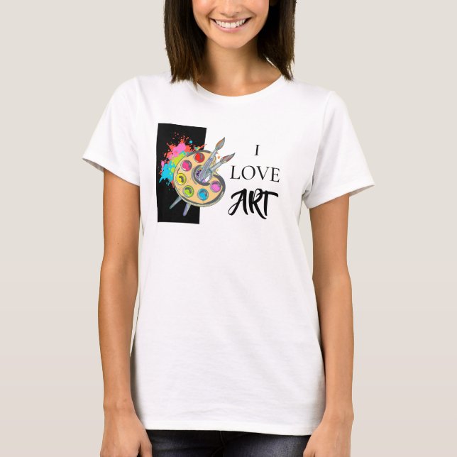 Camiseta Eu Amo Arte | Camisa-T-Paleta-pintor (Frente)