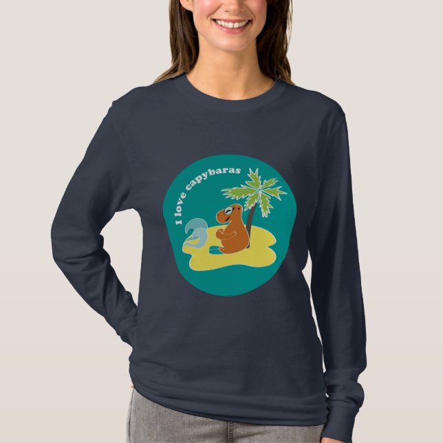 Camiseta Eu Amo Arte de Praia Tropical de Capivaras (Frente)