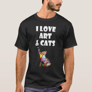 Camiseta Eu Amo Arte & Gatos Kitty Cat Felino Presente Arti