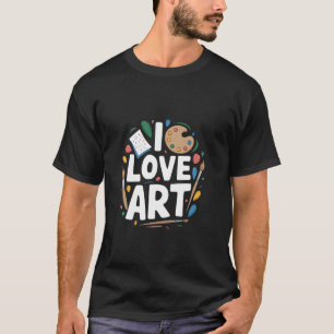 Camiseta Eu Amo Arte Paixão Criativa Paleta Cores Artista