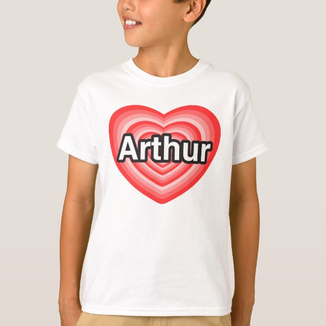Camiseta Eu amo Arthur. Eu te amo Arthur. Coração (Frente)