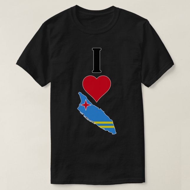Camiseta Eu Amo Aruba Vertical I Heart Aruba Country Flag M (Frente do Design)