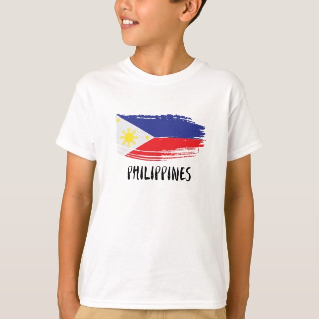 Camiseta Eu amo as Filipinas com bandeira (Frente)