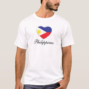 Camiseta Eu amo as Filipinas com coração da bandeira