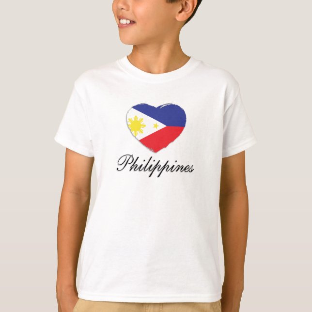 Camiseta Eu amo as Filipinas com Flag Heart (Frente)