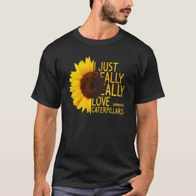 Camiseta Eu Amo As Lagartas Mulheres Homens Fluir O Sol (Frente)