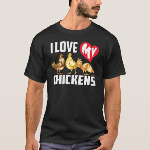 Camiseta Eu Amo as Minhas Galinhas - Homens e Mulheres Aman