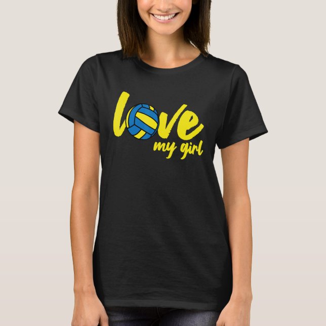 Camiseta Eu Amo As Minhas Meninas Mamãe De Voleibol (Frente)