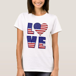 Camiseta Eu Amo as mulheres do Heart American Flag Quote