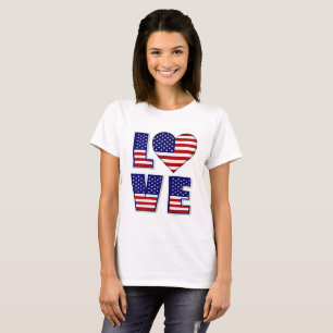 Camiseta Eu Amo as mulheres do Heart American Flag Quote