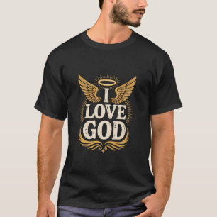 Camiseta Eu Amo Asas de Anjo Halo Espiritual Deus