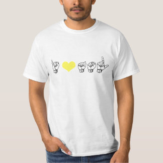 Camiseta Eu amo ASL (linguagem gestual americano) Básico T