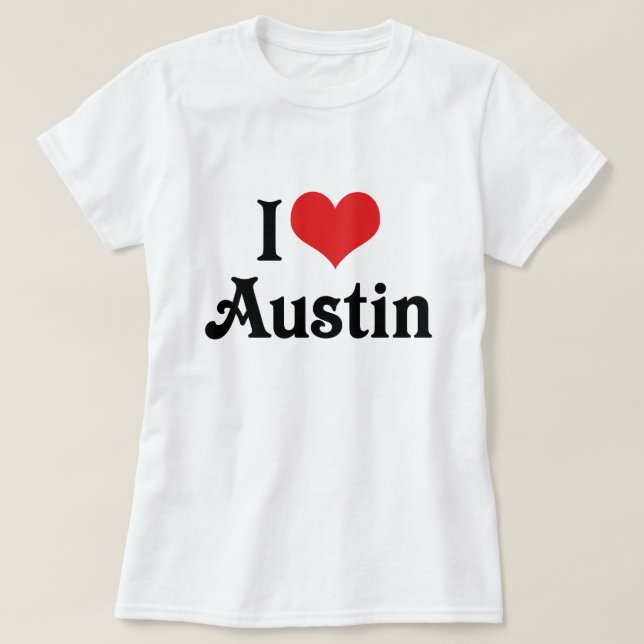 Camiseta Eu Amo Austin (Frente do Design)