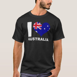 Camiseta Eu Amo Austrália Bandeira do Coração Austrália