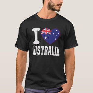 Camiseta Eu Amo Austrália Coração Lembrança Orgulho dos Ama