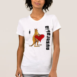 Camiseta Eu amo Austrália - design do coração do canguru