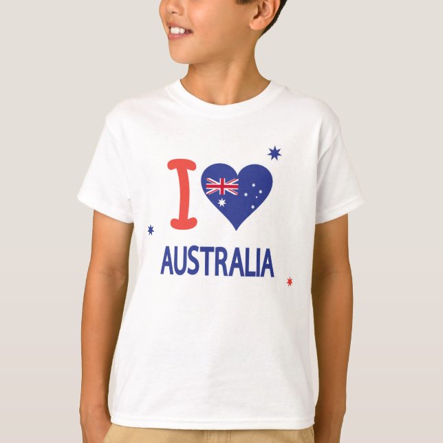 Camiseta EU AMO AUSTRÁLIA Feliz Dia da Austrália 26 de jane (Frente)