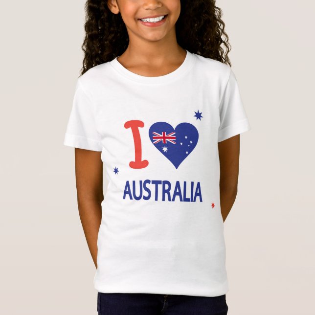 Camiseta EU AMO AUSTRÁLIA Feliz Dia da Austrália 26 de jane (Frente)