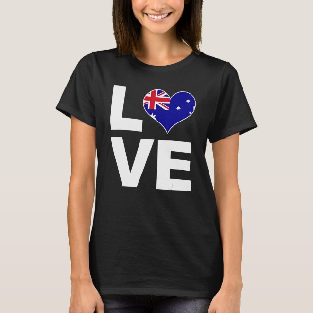 Camiseta Eu amo Austrália Heart Flag Austrália (Frente)