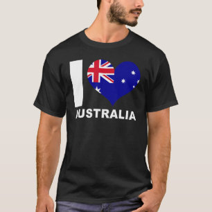 Camiseta Eu amo Austrália Heart Flag Austrália 1