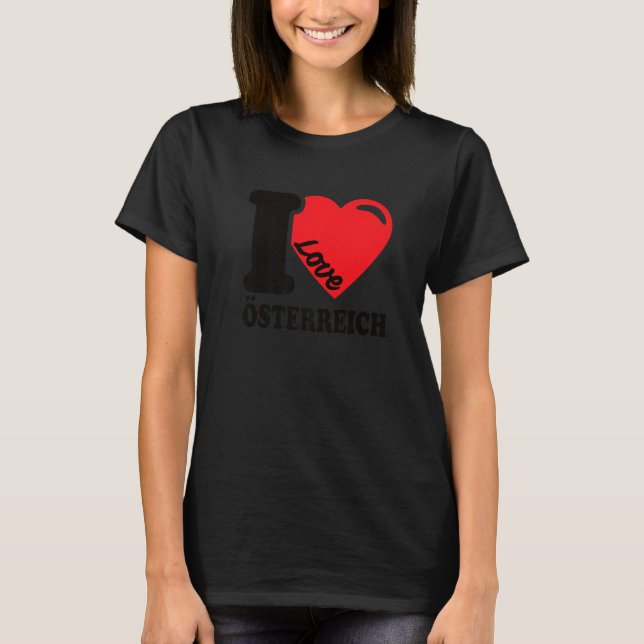 Camiseta Eu Amo Áustria Pátria Bandeira Austríaca   (Frente)