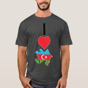 Camiseta Eu Amo Azerbaijão Vertical I Heart Country Flag Mã