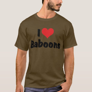 Camiseta Eu Amo Babuínos do Coração