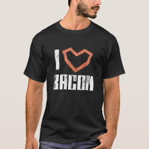 Camiseta Eu Amo Bacon Heart Stripy Strips Meat Pork