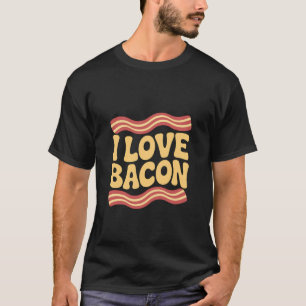 Camiseta Eu Amo Bacon Humor Tendência Enthusasta de Carne