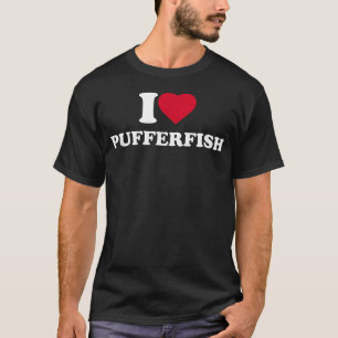 Camiseta Eu Amo Baiacu Coração Amante de Animais Baiacu