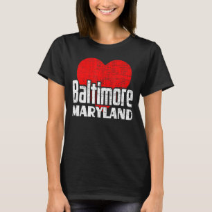 Camiseta Eu Amo Baltimore Maryland Retro Big Heart Baltimor