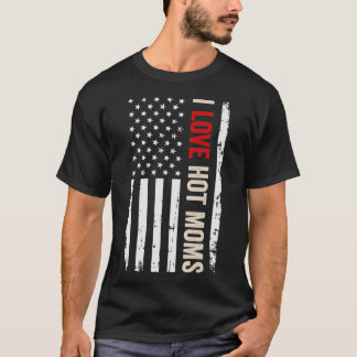 Camiseta Eu Amo Bandeira Americana Quente Mães