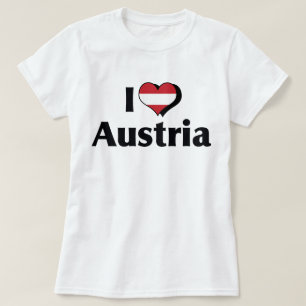 Camiseta Eu Amo Bandeira da Áustria