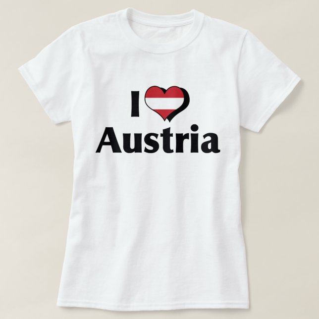 Camiseta Eu Amo Bandeira da Áustria (Frente do Design)