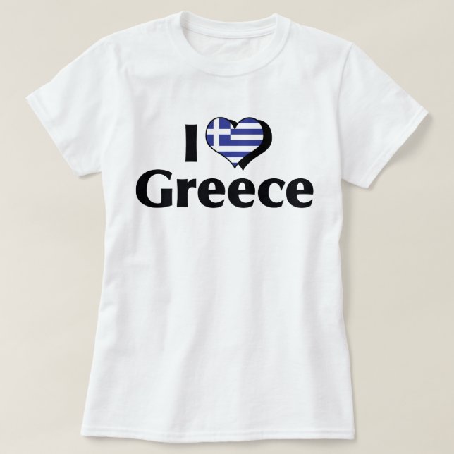Camiseta Eu Amo Bandeira da Grécia (Frente do Design)