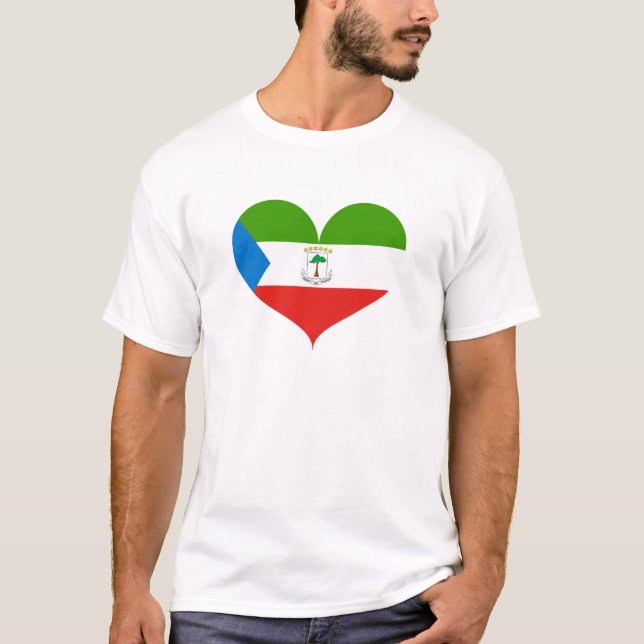 Camiseta Eu Amo Bandeira Da Guiné Equatorial (Frente)