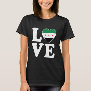 Camiseta Eu Amo Bandeira da Síria Mapa Bandeira Síria Gráti