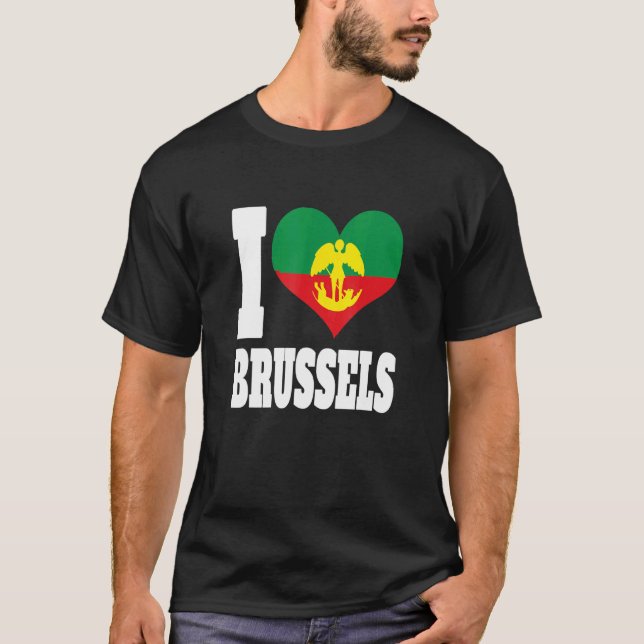 Camiseta Eu Amo Bandeira De Bruxelas Para Mulheres Homens M (Frente)