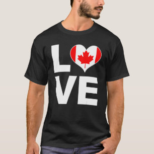 Camiseta Eu Amo Bandeira do Coração do Canadá Canadá