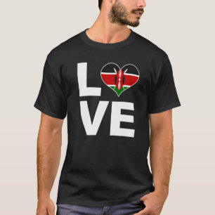 Camiseta Eu Amo Bandeira do Coração do Quênia Quênia