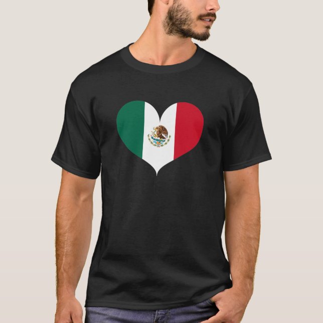 Camiseta Eu Amo Bandeira do México (Frente)