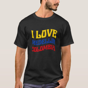 Camiseta Eu Amo Bandeira Mapa Medellín Colômbia Orgulho Col